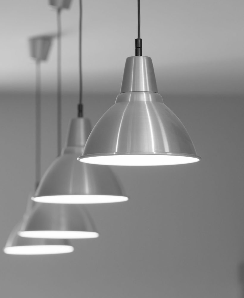 Four modern lamps in a row – black and white Four modern lamps in a row - black and white